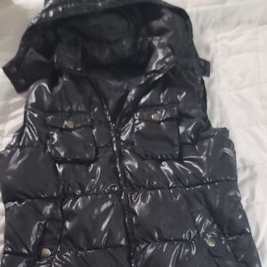 Faded Glory Shiny Black Puffer Vest